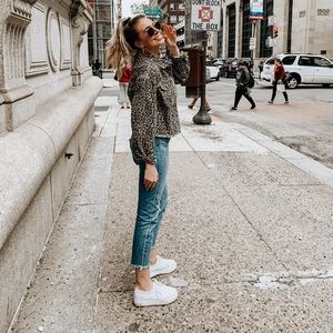 Cropped cheetah free people jacket